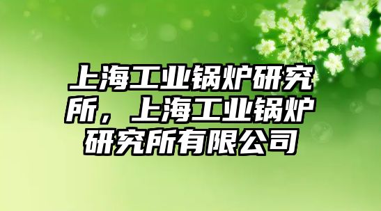 上海工業鍋爐研究所，上海工業鍋爐研究所有限公司