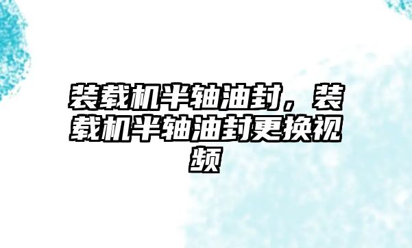 裝載機半軸油封，裝載機半軸油封更換視頻