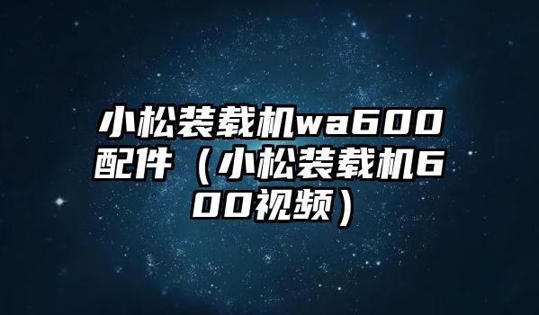 小松裝載機wa600配件（小松裝載機600視頻）