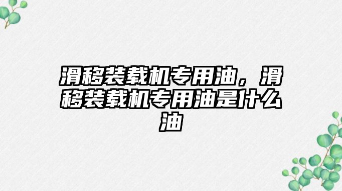 滑移裝載機專用油，滑移裝載機專用油是什么油