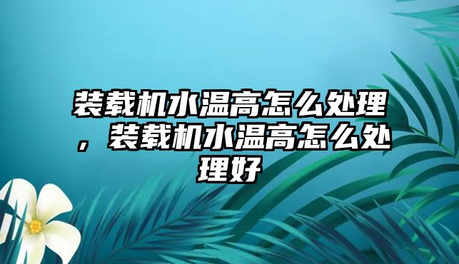 裝載機(jī)水溫高怎么處理，裝載機(jī)水溫高怎么處理好