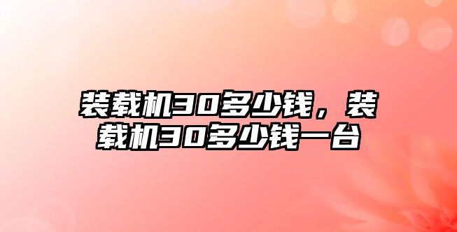 裝載機30多少錢，裝載機30多少錢一臺