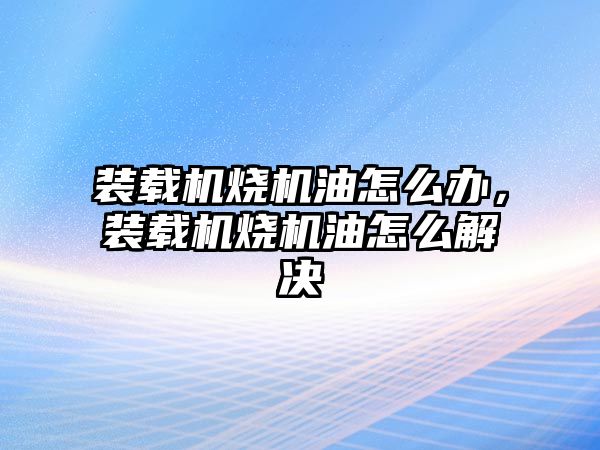 裝載機燒機油怎么辦，裝載機燒機油怎么解決