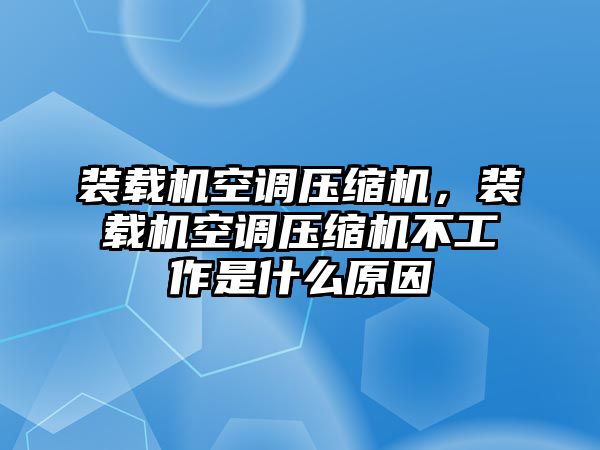 裝載機空調壓縮機，裝載機空調壓縮機不工作是什么原因