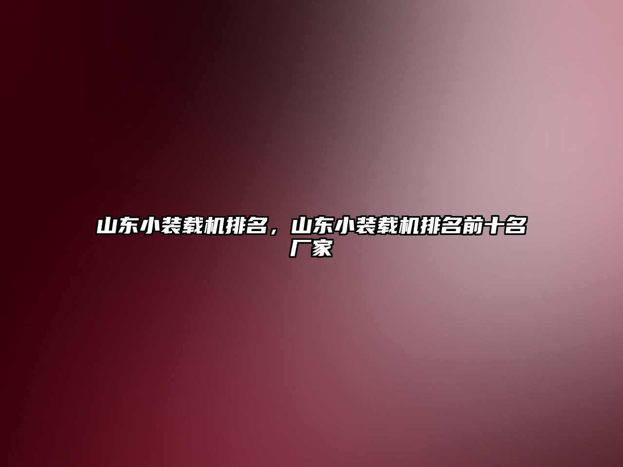 山東小裝載機排名，山東小裝載機排名前十名廠家