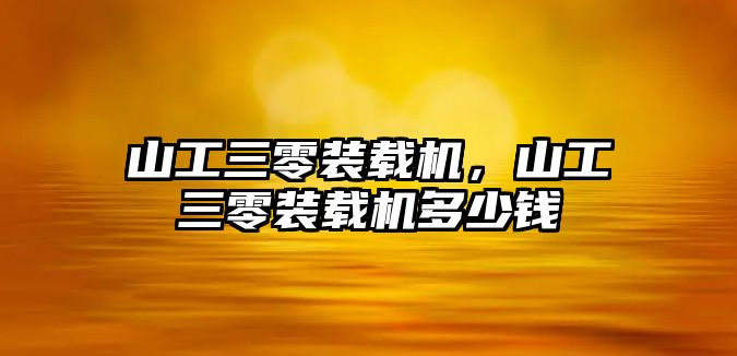 山工三零裝載機，山工三零裝載機多少錢