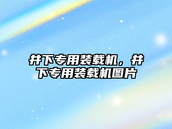 井下專用裝載機，井下專用裝載機圖片