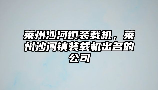 萊州沙河鎮裝載機，萊州沙河鎮裝載機出名的公司