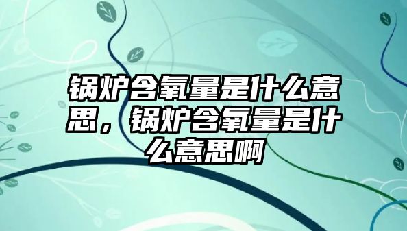 鍋爐含氧量是什么意思，鍋爐含氧量是什么意思啊