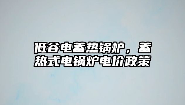 低谷電蓄熱鍋爐，蓄熱式電鍋爐電價(jià)政策