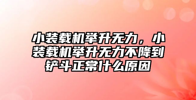 小裝載機舉升無力，小裝載機舉升無力不降到鏟斗正常什么原因