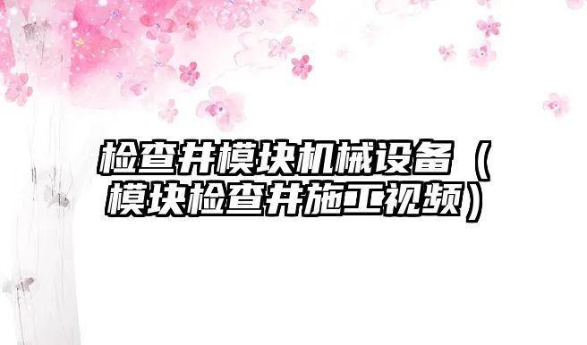 檢查井模塊機械設備（模塊檢查井施工視頻）