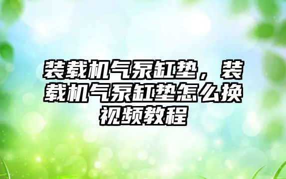 裝載機氣泵缸墊，裝載機氣泵缸墊怎么換視頻教程