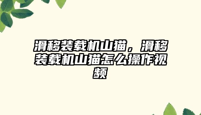 滑移裝載機山貓，滑移裝載機山貓怎么操作視頻