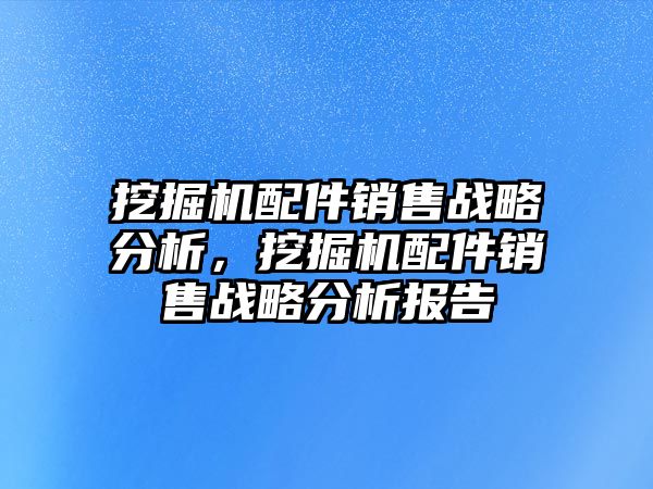 挖掘機配件銷售戰(zhàn)略分析，挖掘機配件銷售戰(zhàn)略分析報告