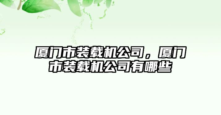 廈門市裝載機(jī)公司，廈門市裝載機(jī)公司有哪些