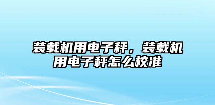 裝載機用電子秤，裝載機用電子秤怎么校準