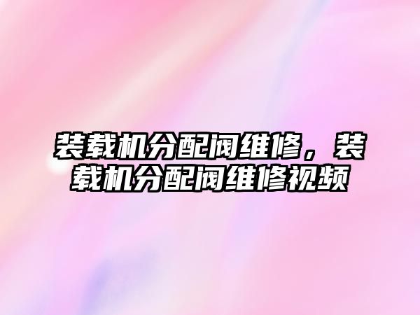 裝載機分配閥維修，裝載機分配閥維修視頻