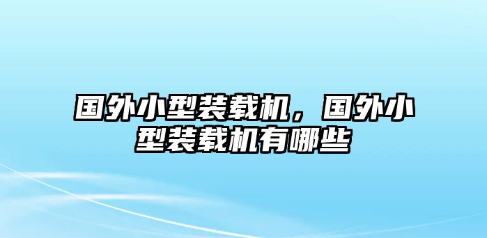 國外小型裝載機，國外小型裝載機有哪些