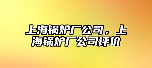 上海鍋爐廠公司，上海鍋爐廠公司評價