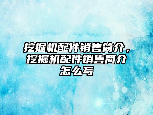 挖掘機配件銷售簡介，挖掘機配件銷售簡介怎么寫