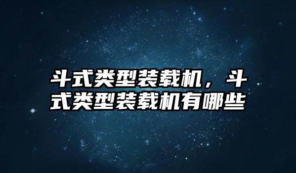 斗式類型裝載機，斗式類型裝載機有哪些