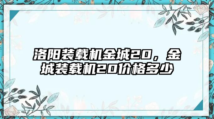 洛陽裝載機金城20，金城裝載機20價格多少