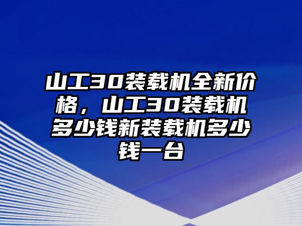 山工30裝載機全新價格，山工30裝載機多少錢新裝載機多少錢一臺