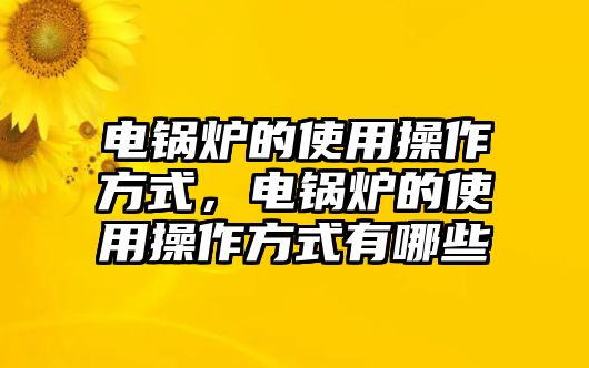 電鍋爐的使用操作方式，電鍋爐的使用操作方式有哪些