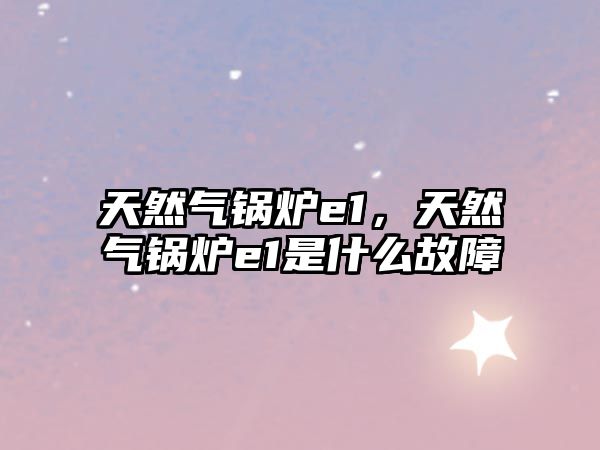 天然氣鍋爐e1，天然氣鍋爐e1是什么故障