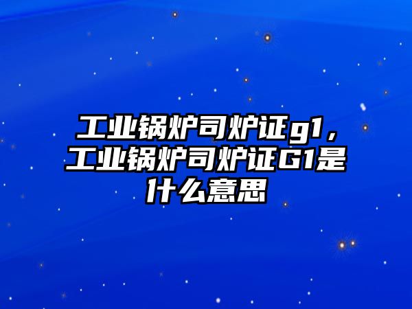 工業鍋爐司爐證g1，工業鍋爐司爐證G1是什么意思