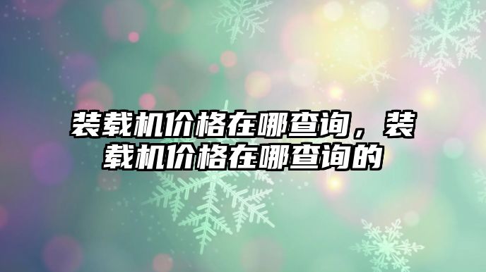 裝載機(jī)價(jià)格在哪查詢，裝載機(jī)價(jià)格在哪查詢的