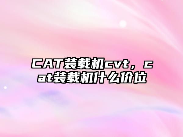 CAT裝載機cvt，cat裝載機什么價位