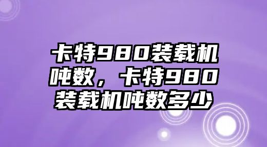 卡特980裝載機噸數，卡特980裝載機噸數多少