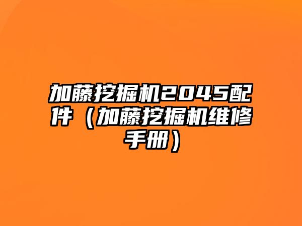 加藤挖掘機2045配件（加藤挖掘機維修手冊）