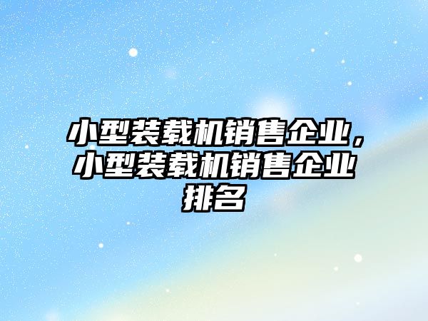 小型裝載機(jī)銷售企業(yè)，小型裝載機(jī)銷售企業(yè)排名