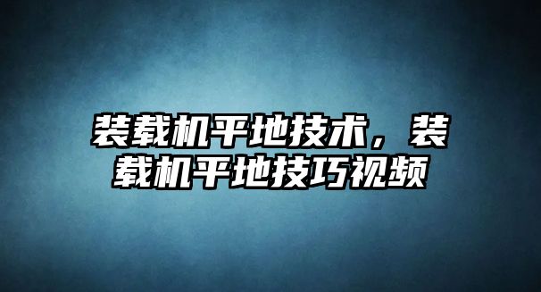 裝載機平地技術，裝載機平地技巧視頻