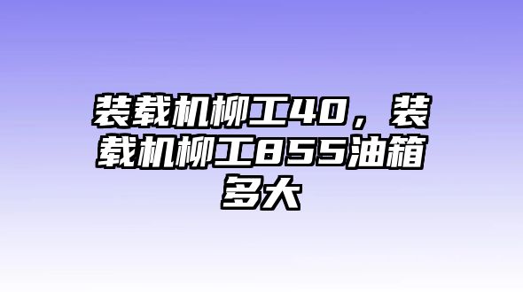 裝載機(jī)柳工40，裝載機(jī)柳工855油箱多大