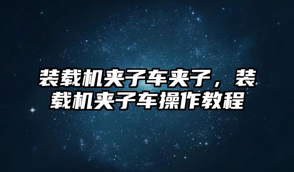 裝載機夾子車夾子，裝載機夾子車操作教程