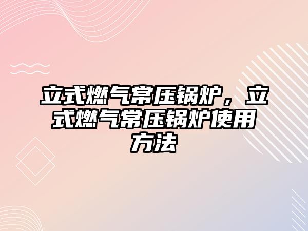 立式燃?xì)獬哄仩t，立式燃?xì)獬哄仩t使用方法