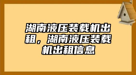 湖南液壓裝載機出租，湖南液壓裝載機出租信息