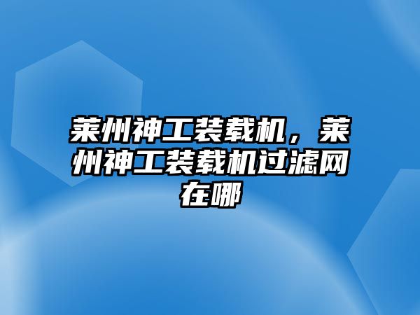 萊州神工裝載機(jī)，萊州神工裝載機(jī)過濾網(wǎng)在哪