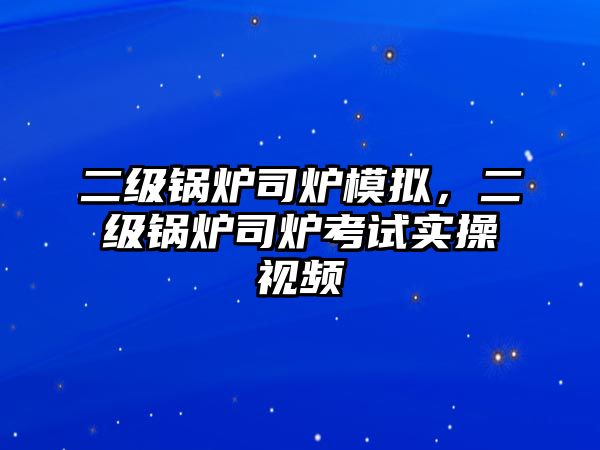 二級鍋爐司爐模擬，二級鍋爐司爐考試實操視頻