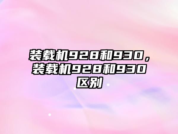 裝載機928和930，裝載機928和930區別