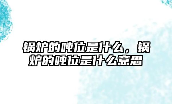 鍋爐的噸位是什么，鍋爐的噸位是什么意思