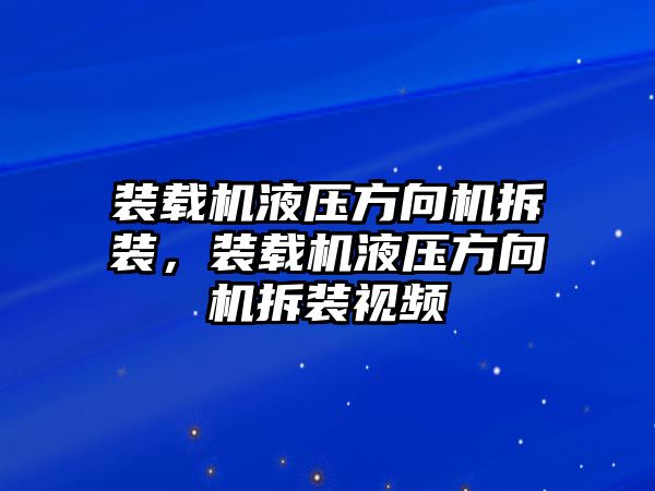 裝載機液壓方向機拆裝，裝載機液壓方向機拆裝視頻