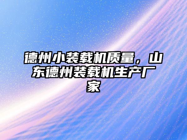 德州小裝載機質量，山東德州裝載機生產廠家