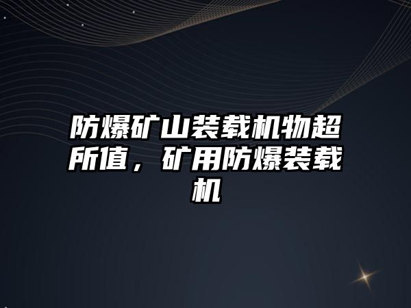 防爆礦山裝載機物超所值，礦用防爆裝載機