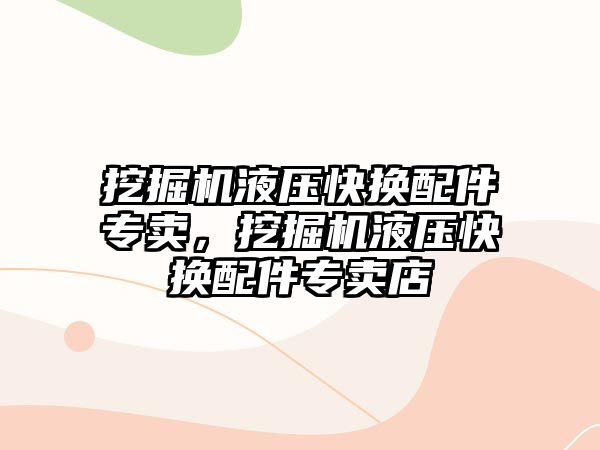 挖掘機液壓快換配件專賣，挖掘機液壓快換配件專賣店