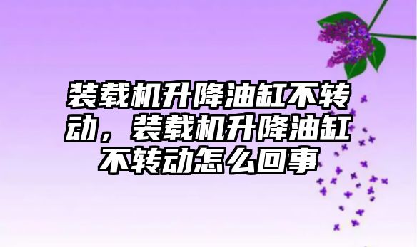 裝載機升降油缸不轉動，裝載機升降油缸不轉動怎么回事